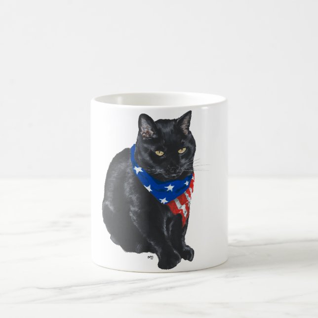 Caneca De Café Gato Preto Patriótico (Centro)