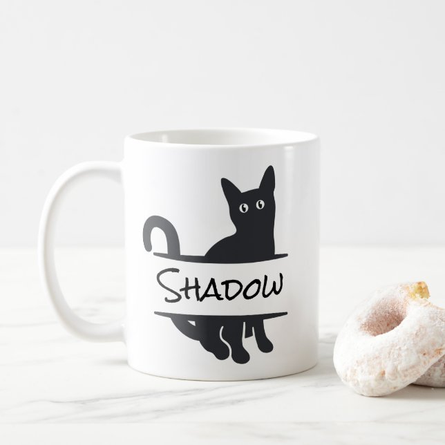 Caneca De Café Gato Preto Personalizado (Com Donut)