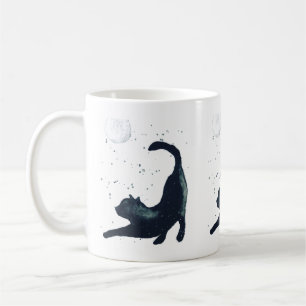 Caneca De Café Gato preto Pet kitten bonita aquarela Bonito