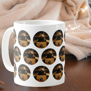 Caneca De Café Gato Preto Piloto Engraçado em caixa de avião Pers