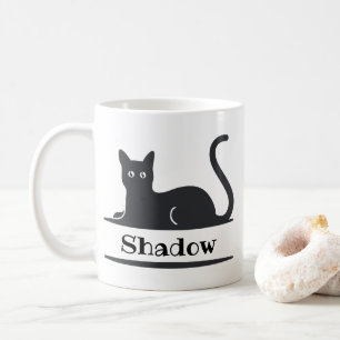 Caneca De Café Gato Preto Que Se Estica Monograma