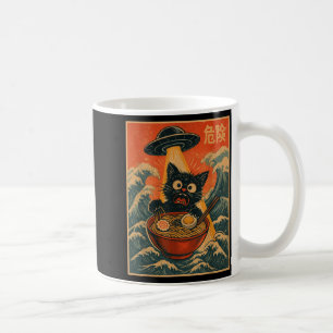 Caneca De Café Gato Preto Ramen Alien Ufo Divertido Japonês Kawai