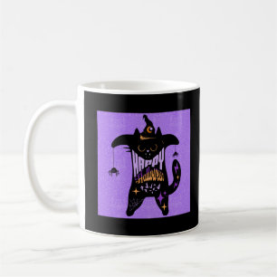 Caneca De Café Gato Preto Retro Divertido Halloween
