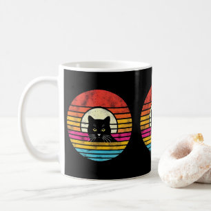 Caneca De Café Gato Preto Retroativo Para Patos De Gato E Pés