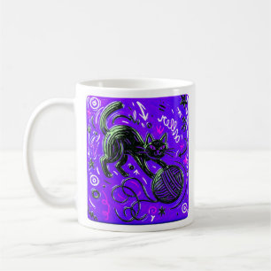 Caneca De Café Gato Preto Roxo