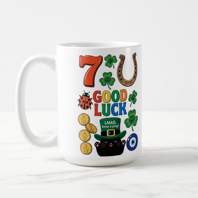 Caneca De Café Gato preto sarcástico e amuletos da sorte (Esquerda)
