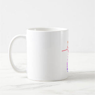Caneca De Café Gato Pulso Batimento Cardíaco, Ilustração Felina Ú
