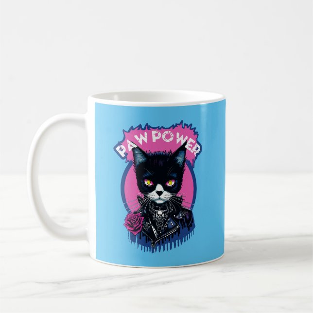 Caneca De Café Gato Punk de Energia da Pata (Esquerda)