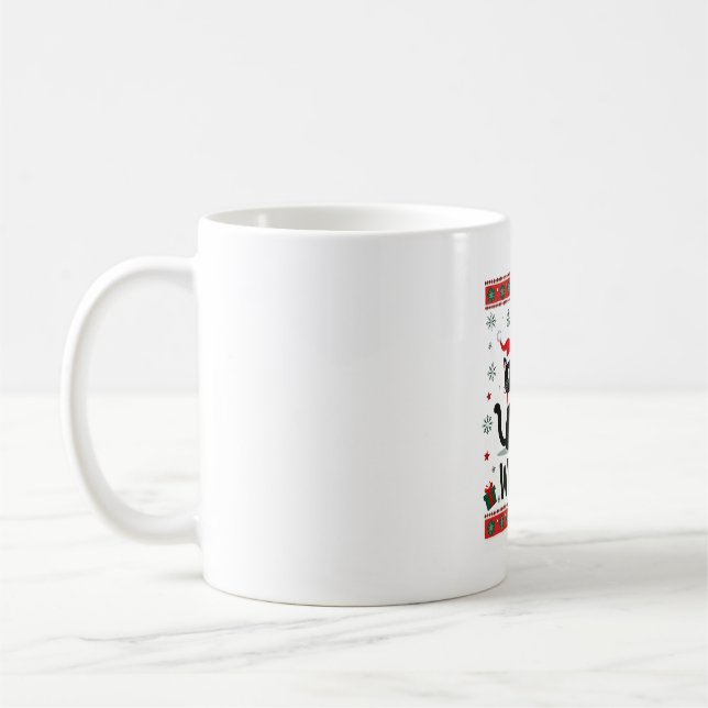 Caneca De Café Gato Que Engraçado Gato Preto Empurrando Árvore De (Esquerda)