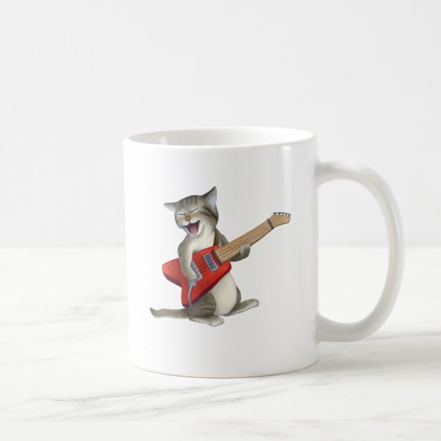 Caneca De Café Gato que joga a guitarra (Direita)