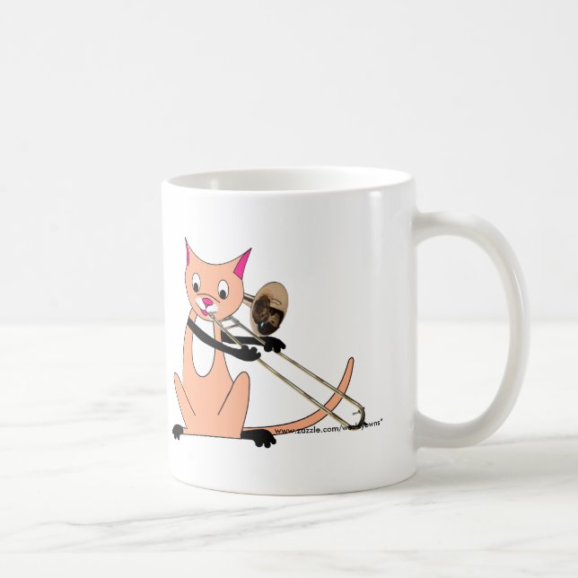 Caneca De Café Gato que joga o Trombone (Direita)