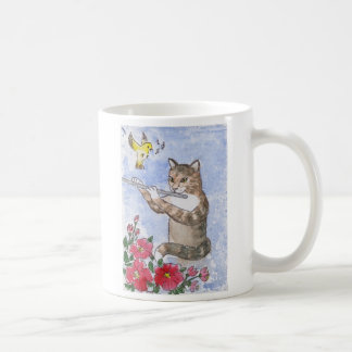 Caneca De Café Gato que joga uma flauta