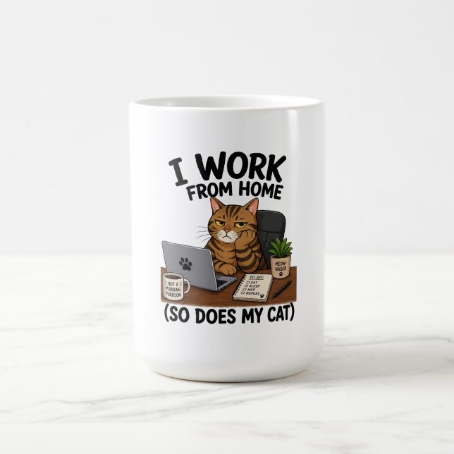Caneca De Café Gato que Trabalha de Casa  (Centro)