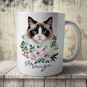 Caneca De Café Gato Ragdoll em Aquarela