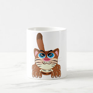 Caneca De Café Gato Repleto com Grande Gatinho Branca de Olhos Az