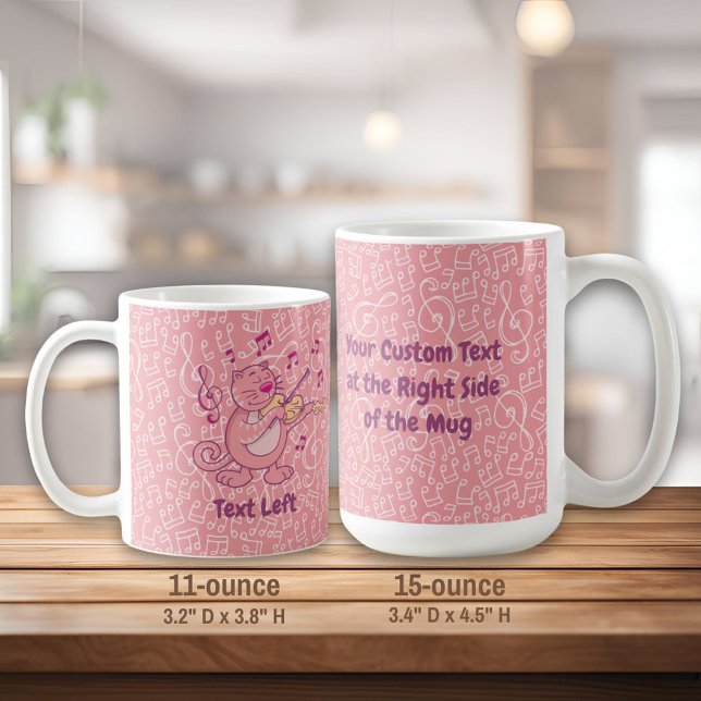 Caneca De Café Gato Rosa com Violino (Criador carregado)