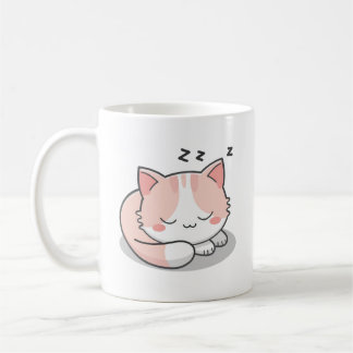 Caneca De Café Gato Rosa Dormindo