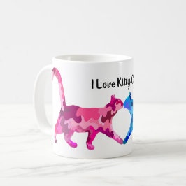 Caneca De Café Gato Rosa e Azul Adora Arte Contemporânea