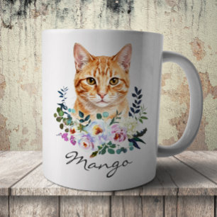 Caneca De Café Gato Ruivo em Aquarela