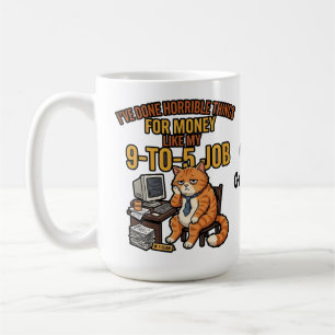 Caneca De Café Gato Ruivo Engraçado e Cansado Humor de Trabalho 9