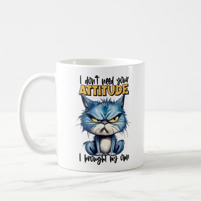 Caneca De Café Gato Rumpy Attituto Funny Animal Sarcastic Dizendo (Esquerda)