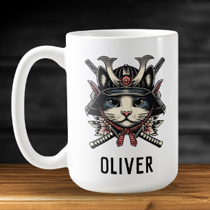 Caneca De Café Gato Samurai Sábio Guerreiro