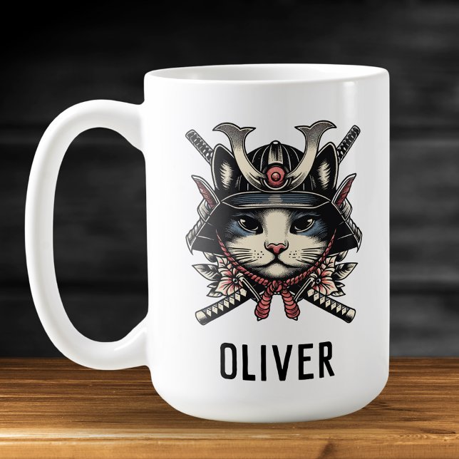 Caneca De Café Gato Samurai Sábio Guerreiro (Criador carregado)