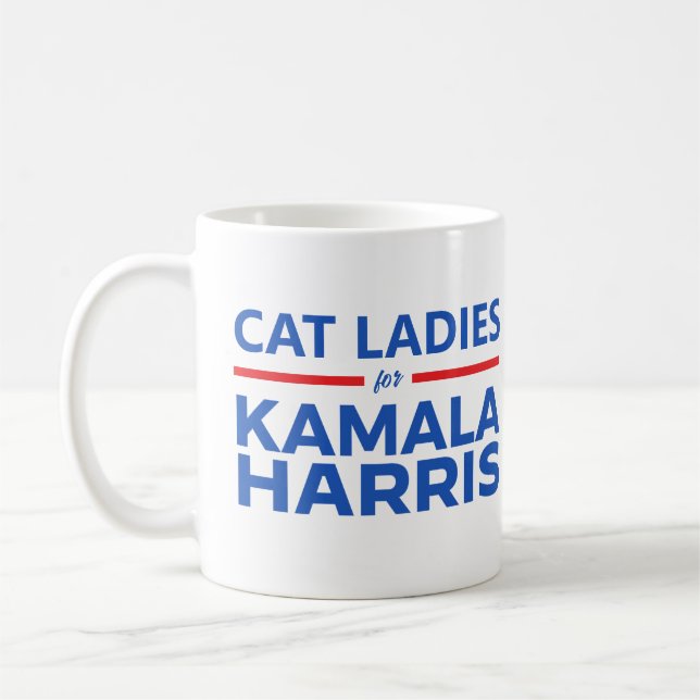 Caneca De Café Gato Senhoras para Kamala Harris (Esquerda)