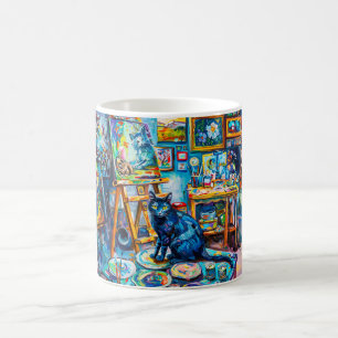 Caneca De Café Gato sentado no estúdio do pintor