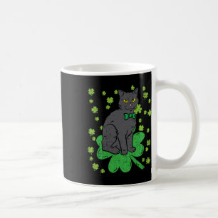 Caneca De Café Gato Shamrock Dia de São Patrício Trevo de 4 Folha