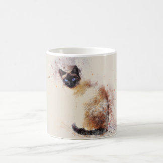 Caneca De Café Gato Siamese da aguarela na moda