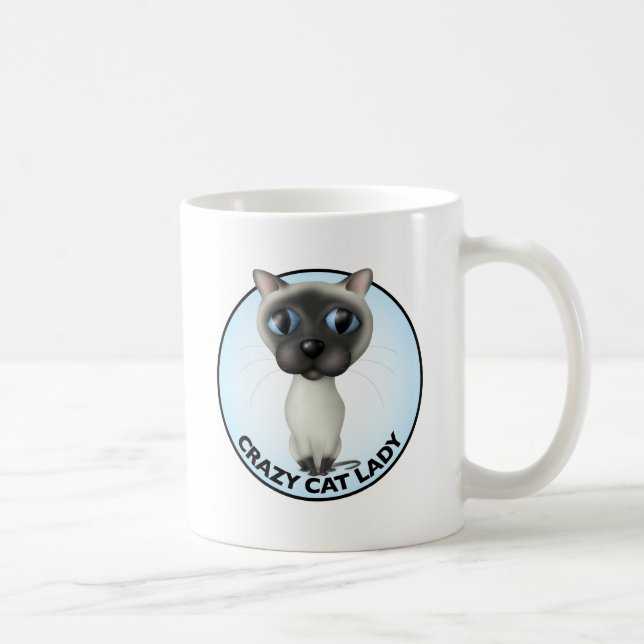 Caneca De Café Gato Siamese - senhora louca do gato (Direita)