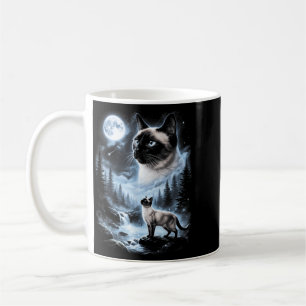Caneca De Café Gato Siameses Uivando Para a Lua 90s Retro