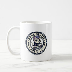 Caneca De Café Gato Skater Punk Design Divertido Amante de Gatos