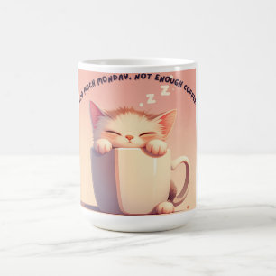 Caneca De Café Gato Sleepto Engraçado Coffee Mug - Segunda-feira