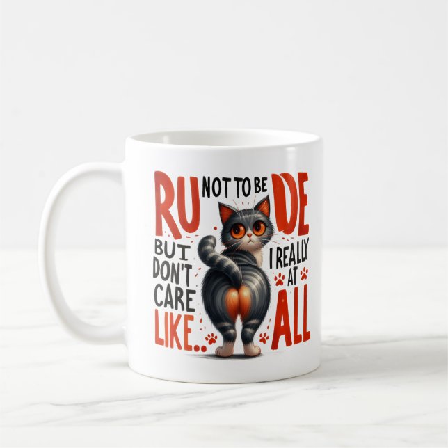 Caneca De Café Gato Snarky - Sassy, como se não se importasse com (Esquerda)