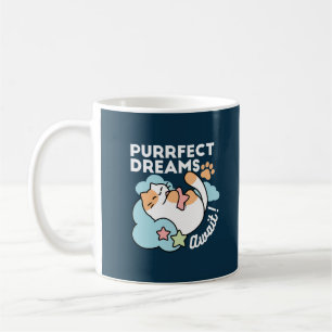 Caneca De Café Gato Sonolento Abraçando Estrela – Sonhos Perfeito