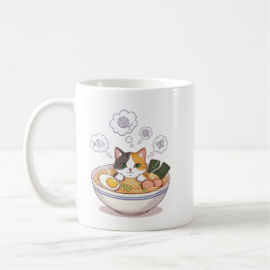 Caneca De Café Gato Sonolento em Tigela de Ramen – Desenho Animad