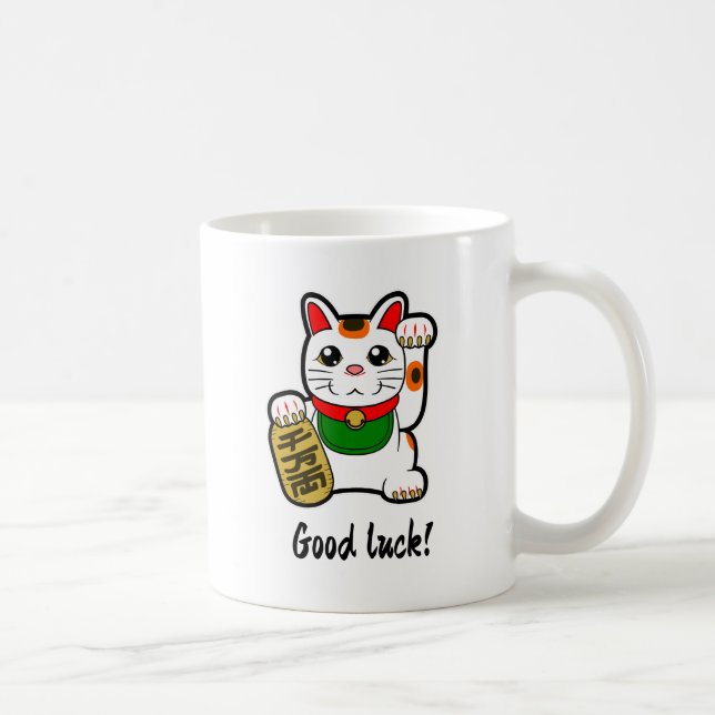 Caneca De Café Gato Sortudo Japonês "Boa Sorte" (Direita)