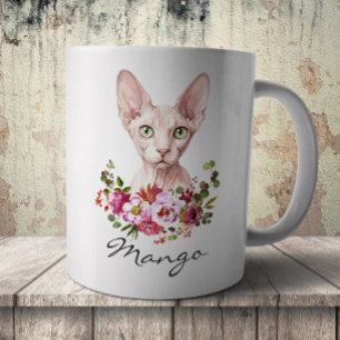 Caneca De Café Gato Sphynx em Aquarela