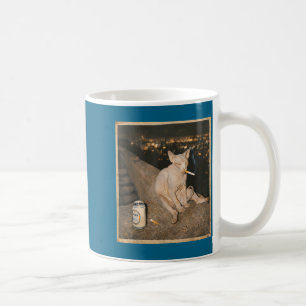 Caneca De Café Gato Sphynx Fumando Minimal Meme Engraçado