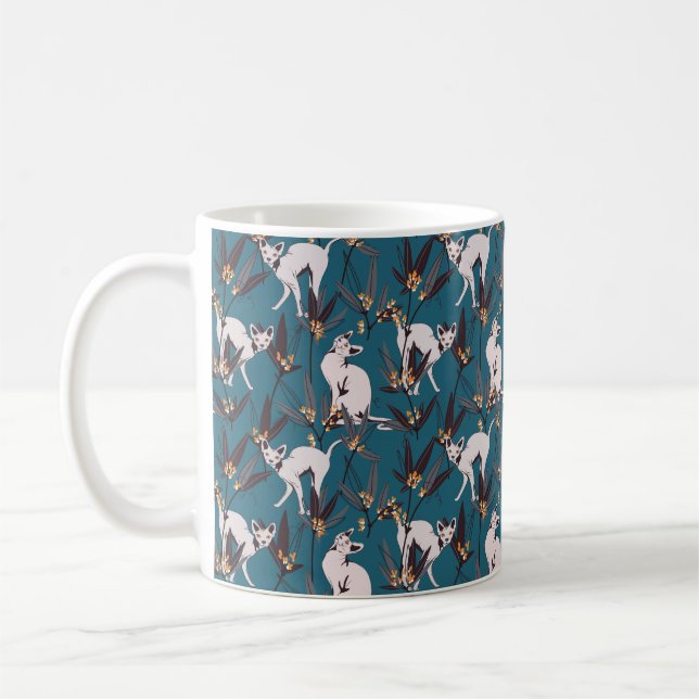 Caneca De Café gato sphynx padrão engraçado para crianças (Esquerda)
