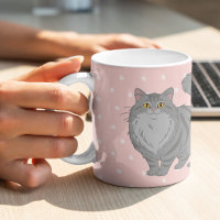 Gato Tabby Cinza de Cabelo Comprido Fofo Mamãe Per