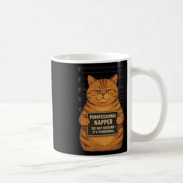 Caneca De Café Gato Tabby Gordo Mugshot – Divertida Prisão de “so (Direita)