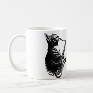 Caneca De Café Gato Tocando Saxofone Gato Engraçado Jazz Sax Músi