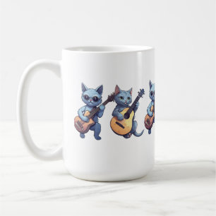Caneca De Café Gato tocando violão, amante de gato