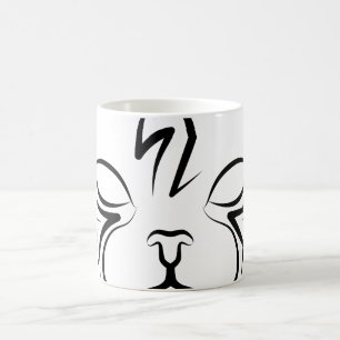 Caneca De Café Gato Tribal Negro e Branco