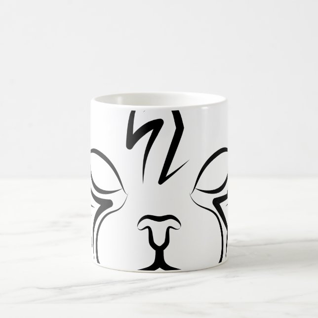 Caneca De Café Gato Tribal Negro e Branco (Centro)
