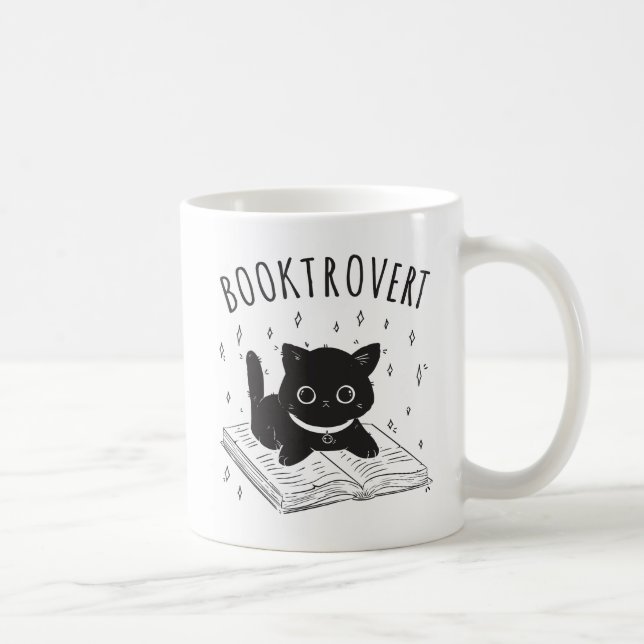 Caneca De Café Gato-troverte com livro e estrelas (Direita)