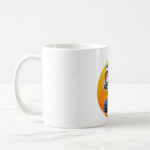 Caneca De Café Gato Tubarão Engraçado em Aspirador Robótico Arte 